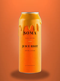 SOMA IPA can on a hot orange studio backdrop