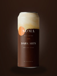 SOMA Stout can on a cream studio backdrop